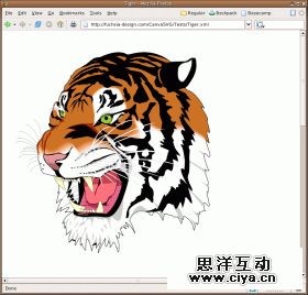 使用 JavaScript 和 canvas 元素呈现的 SVG 老虎图像