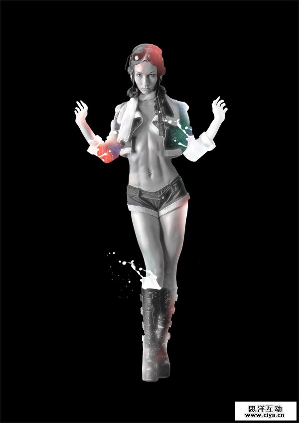 利用Photoshop合成一个飞溅特效性感女郎