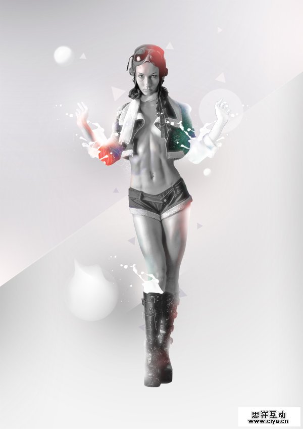 利用Photoshop合成一个飞溅特效性感女郎
