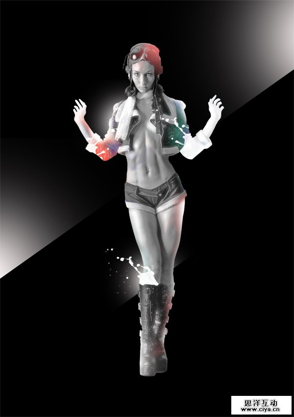 利用Photoshop合成一个飞溅特效性感女郎