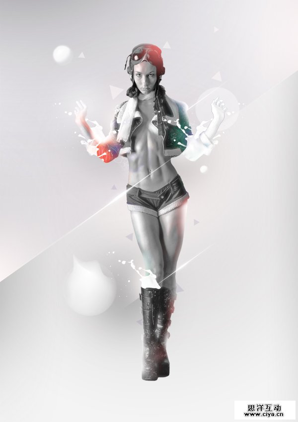 利用Photoshop合成一个飞溅特效性感女郎