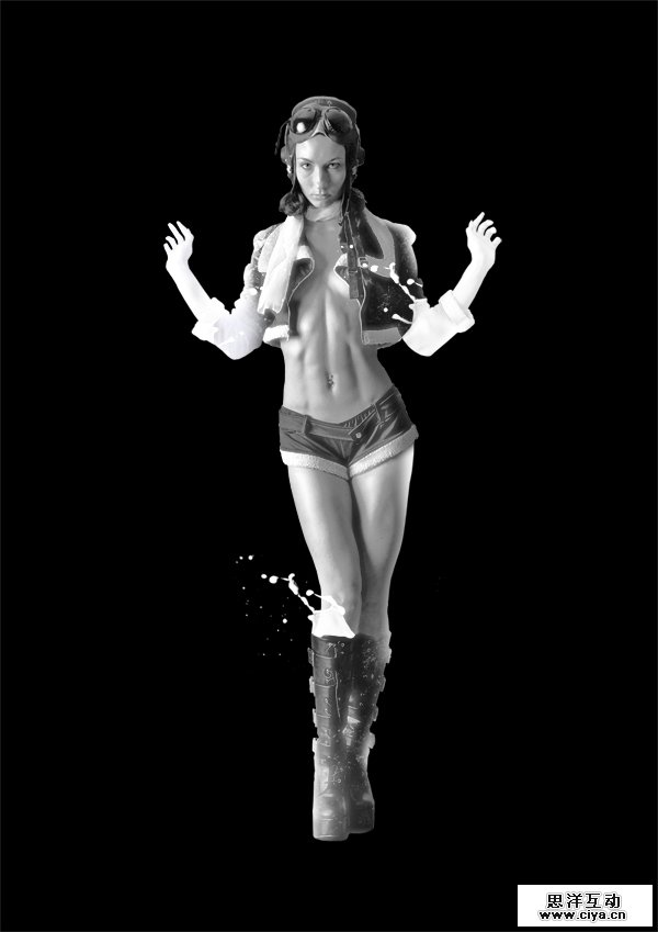 利用Photoshop合成一个飞溅特效性感女郎
