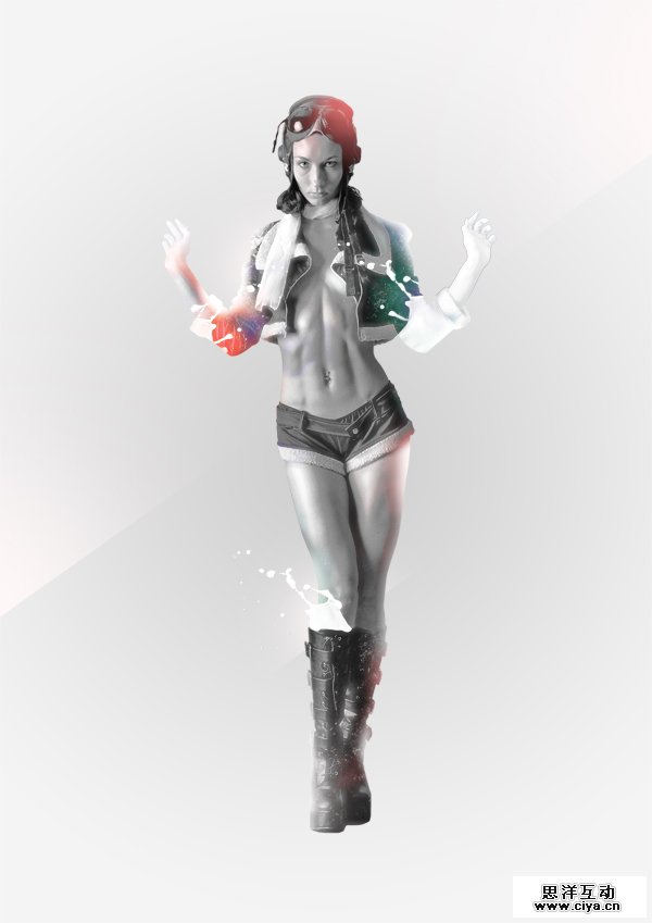 利用Photoshop合成一个飞溅特效性感女郎