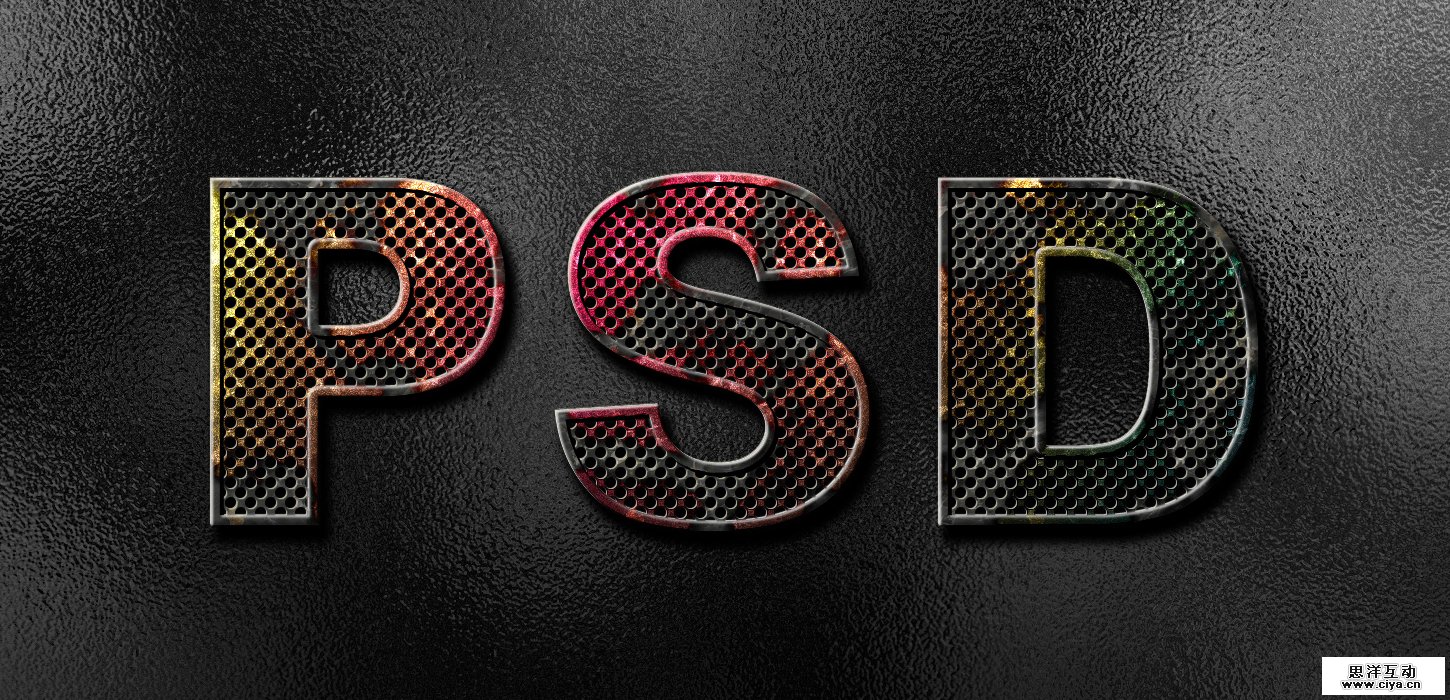 final large 在Photoshop中制作斑驳的彩色生锈金属文字