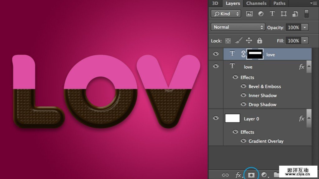 chocolate layermask 1024x576 Chocolate Text Effect in Photoshop for Valentines Day