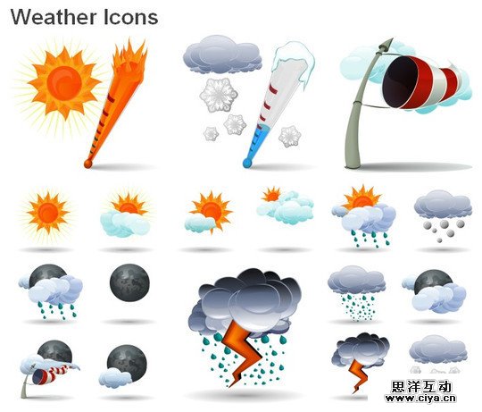 40套精美的免费天气预报图标集,互联网的一些事