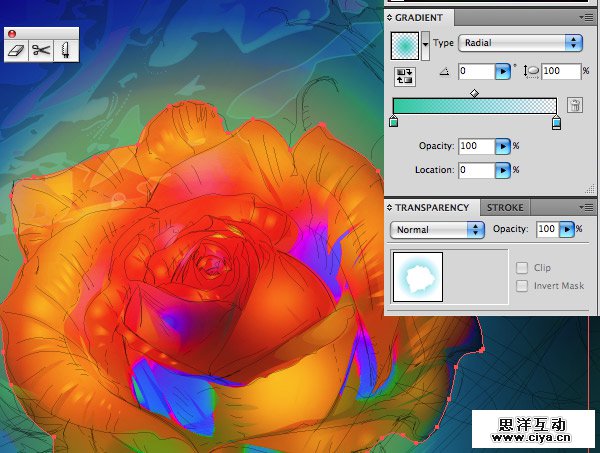 AI高级教程！教你绘制有型有色的抽象派玫瑰花