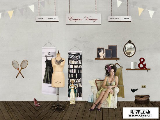 Textured website design example: Empire Vintage