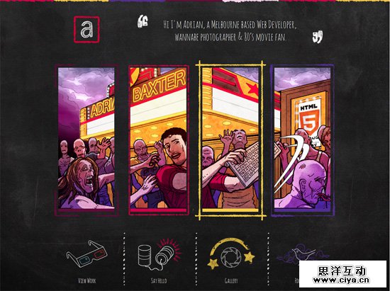 Textured website design example: Adrian Baxter