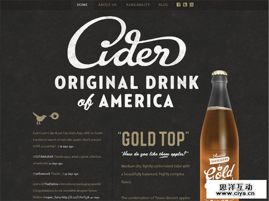 Textured website design example: Gold Top Cider