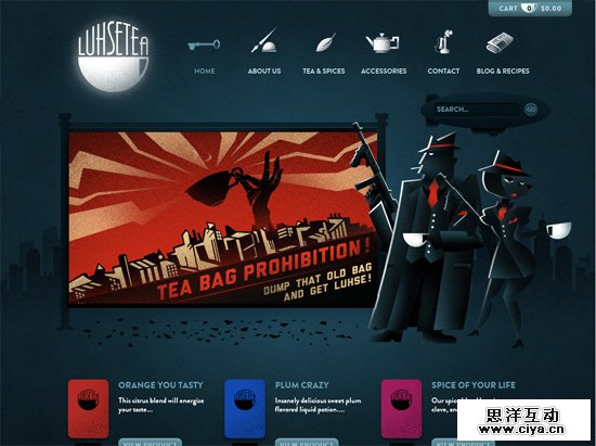 Textured website design example: Luhse Tea