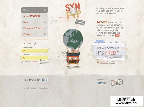 Textured website design example: SVN2FTP