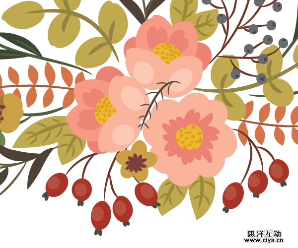 AI教程！如何在Illustrator中绘制典雅的复古花艺作品