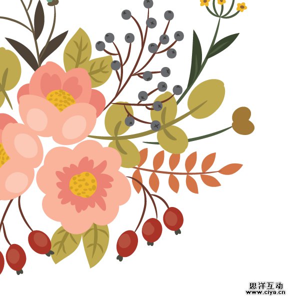 AI教程！如何在Illustrator中绘制典雅的复古花艺作品