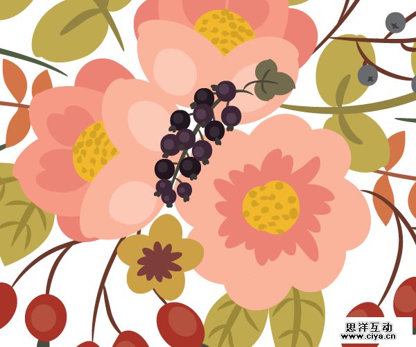 AI教程！如何在Illustrator中绘制典雅的复古花艺作品