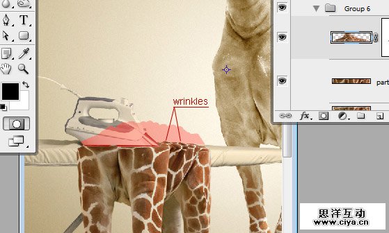 酷炫PS教程！教你用PS合成长颈鹿熨烫衣服的趣味海报