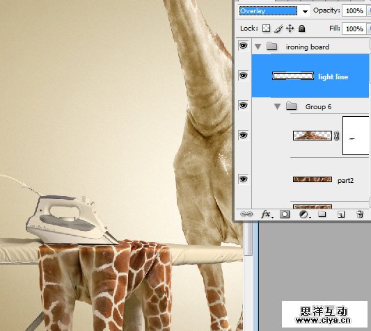酷炫PS教程！教你用PS合成长颈鹿熨烫衣服的趣味海报