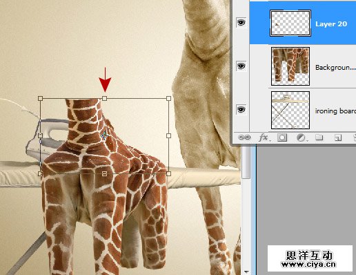 酷炫PS教程！教你用PS合成长颈鹿熨烫衣服的趣味海报