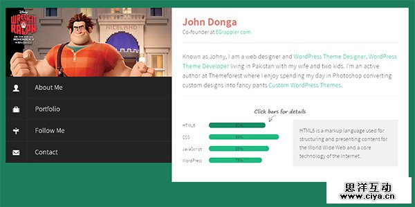 Flat Profile in 23 Free HTML Templates