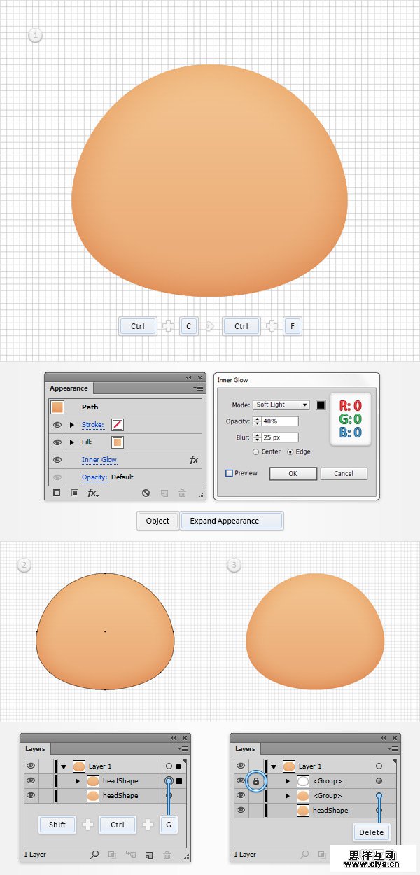 AI教程！教你在Illustrator中创建胖胖的可爱卡通头像
