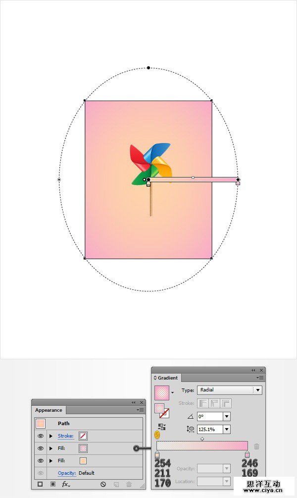PS教程！手把手教你用AI创建精致玲珑的多彩风车