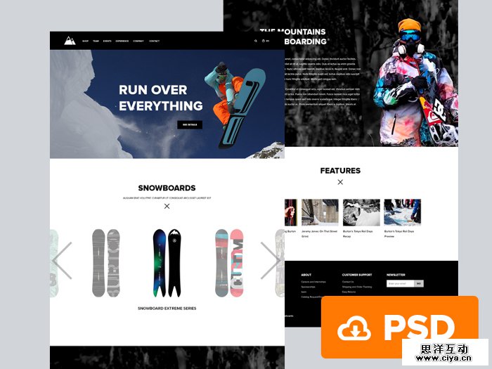 Snowboarding in 30 Fresh and Free PSD Website Templates