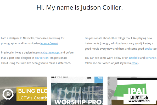judson collier website portfolio layout