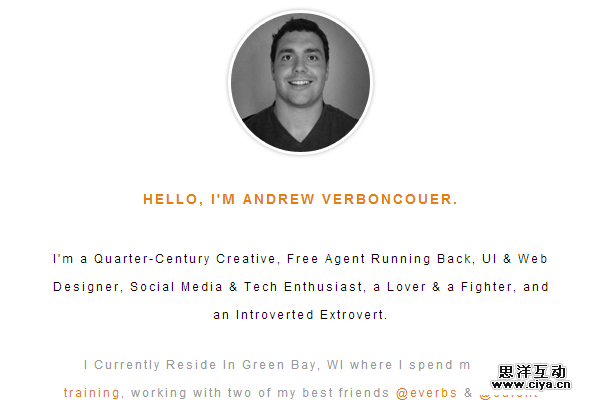 andrew verboncouer website portfolio layout
