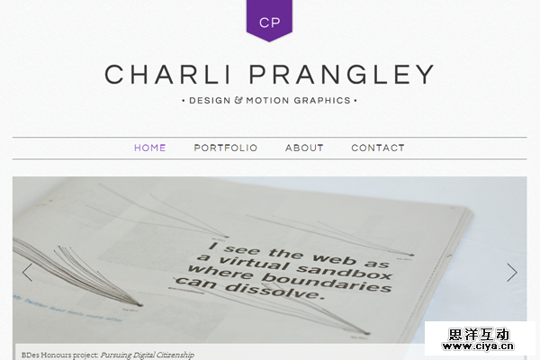 charli prangley portfolio website layout