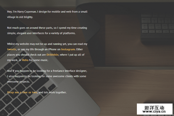 harry copeman website layout portfolio