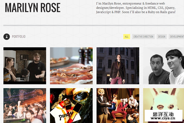 marilyn rose website portfolio designer interface