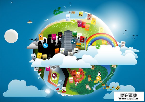 Flip-Universum in 35 Examples of Vector Illustrations in Web Design