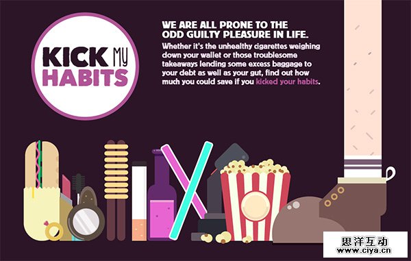 Kick My Habits in 35 Examples of Vector Illustrations in Web Design