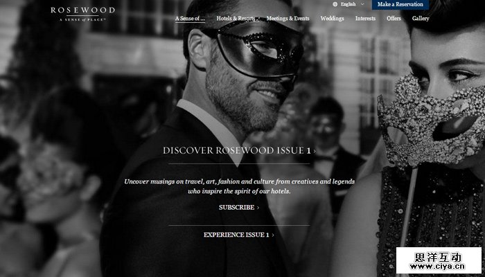 rosewood hotels website homepage design