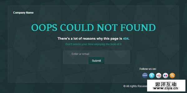 Green Glossy 404 Page Not Found Mobile Web Template