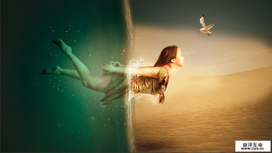 Photoshop合成人像海底穿越的唯美场景效果,PS教程,素材中国网