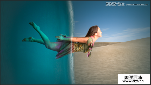 Photoshop合成人像海底穿越的唯美场景效果,PS教程,素材中国网